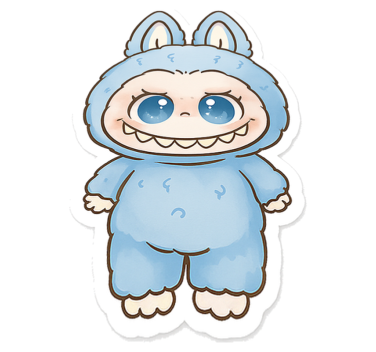 Kids vinyl rug blue monster toy - TenStickers
