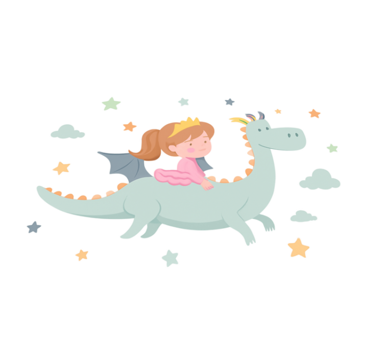 Kids vinyl rug princess on a dragon - TenStickers
