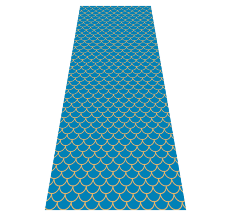 Bathroom vinyl rug in blue fish scale design - TenStickers