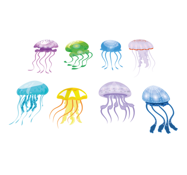 Bathroom vinyl rug in jellyfish colors - TenStickers