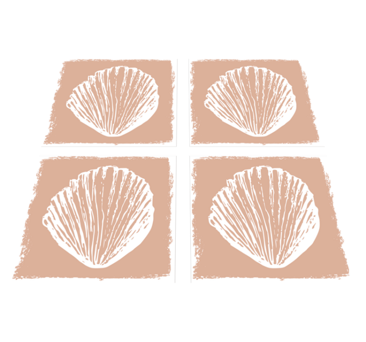 Retro seashell pattern beige bathroom vinyl rug - TenStickers