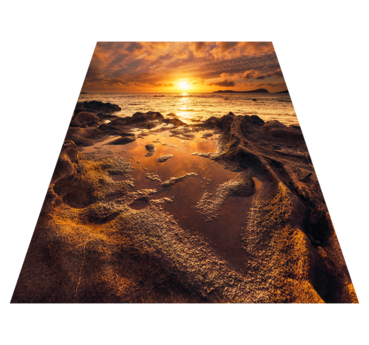 Bathroom vinyl rug cloudy sunset scene - TenStickers