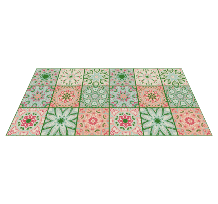 Bathroom vinyl rug with blue and green tile design - TenStickers