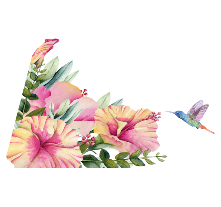 Bathroom vinyl rug with hummingbird flowers - TenStickers