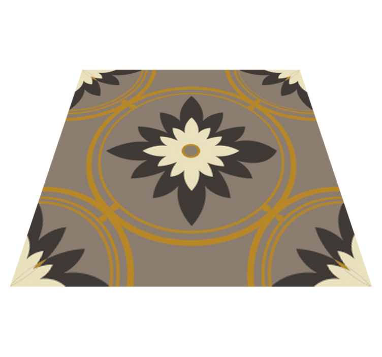 Bathroom vinyl rug with hydraulic brown cement design - TenStickers