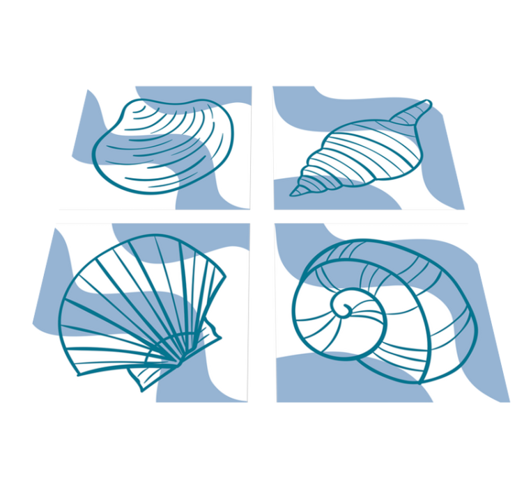 Bathroom vinyl rug with seashell tile patterns - TenStickers