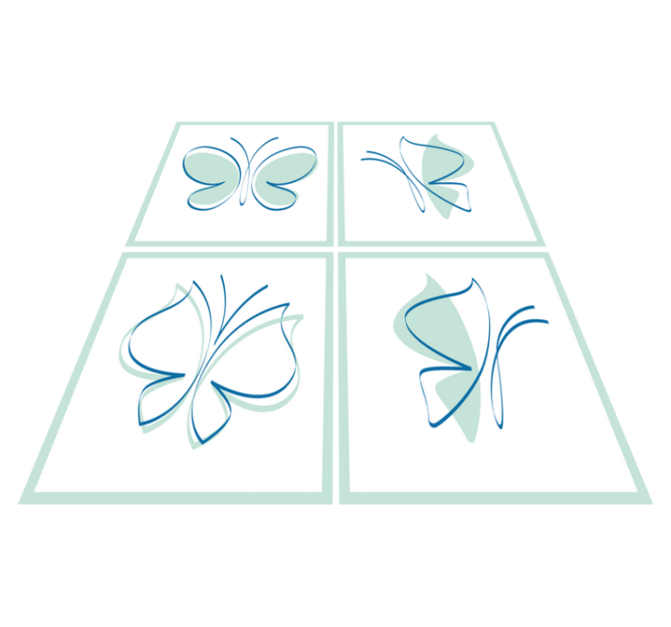 Bathroom vinyl rug with silhouetted tile butterflies - TenStickers