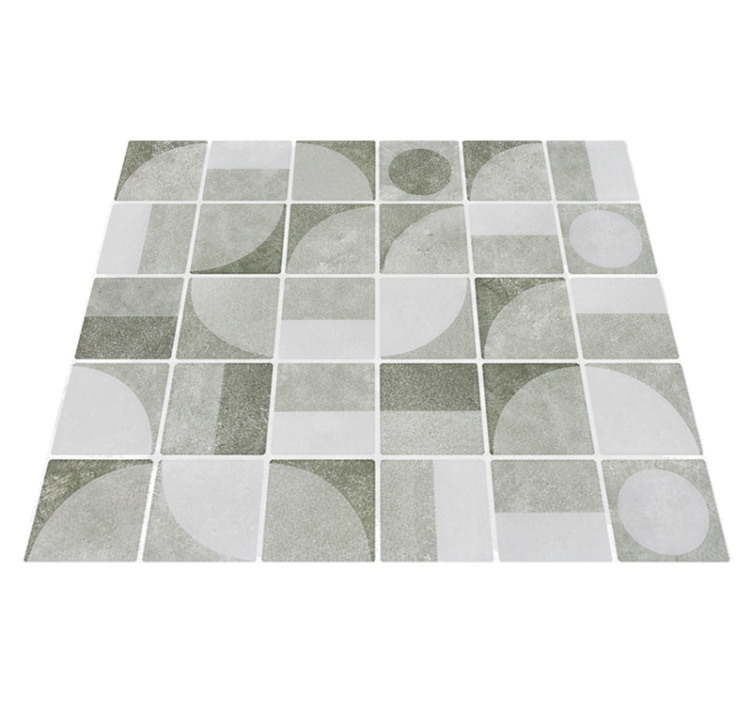 Abstract greyscale interlocking shapes bathroom vinyl rug - TenStickers