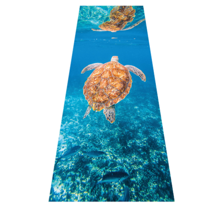 Bathroom vinyl rug of a beautiful turtle underwater - TenStickers