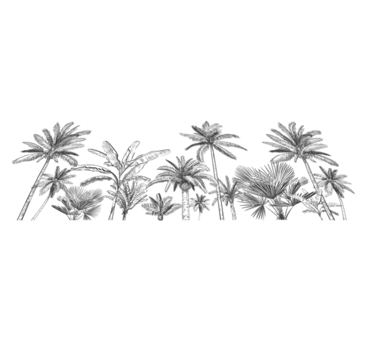 Tropical trees sketch bathroom vinyl rug - TenStickers