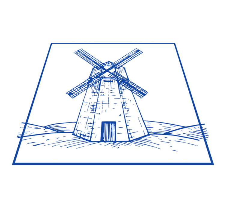 Kitchen vinyl rug with delft blue windmill design - TenStickers