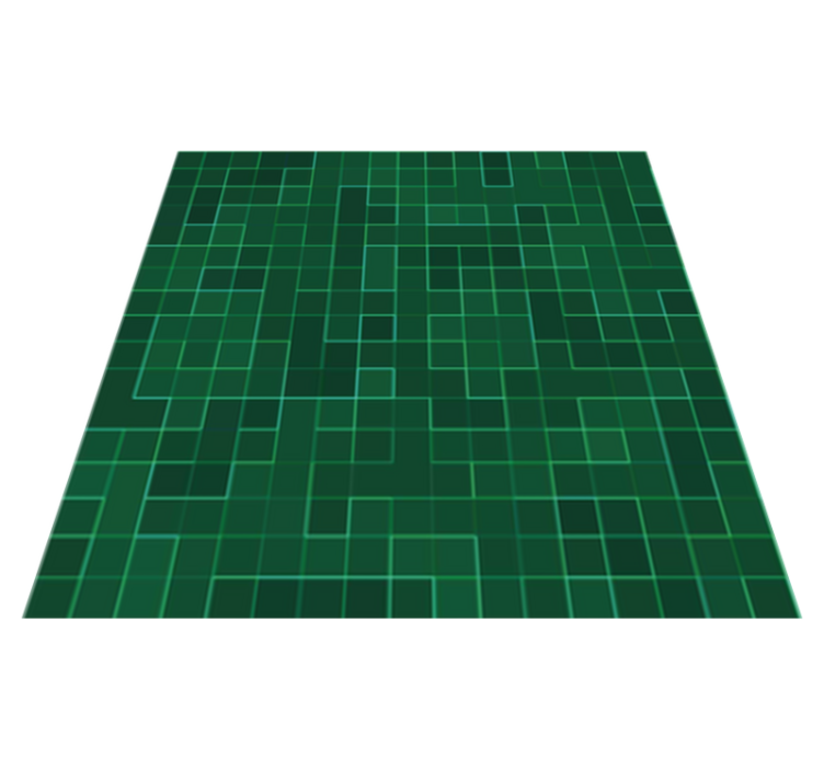 Kitchen vinyl rug in abstract bright green mosaic - TenStickers