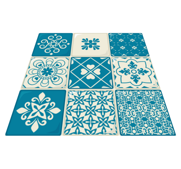 Gray and blue pattern kitchen vinyl rug - TenStickers
