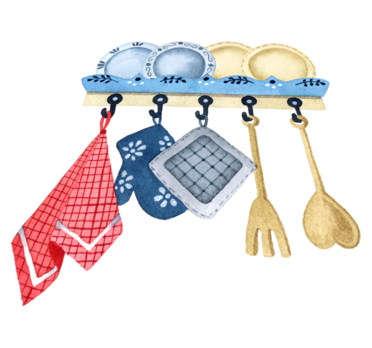 Kitchen vinyl rug hand-painted kitchen tools design - TenStickers