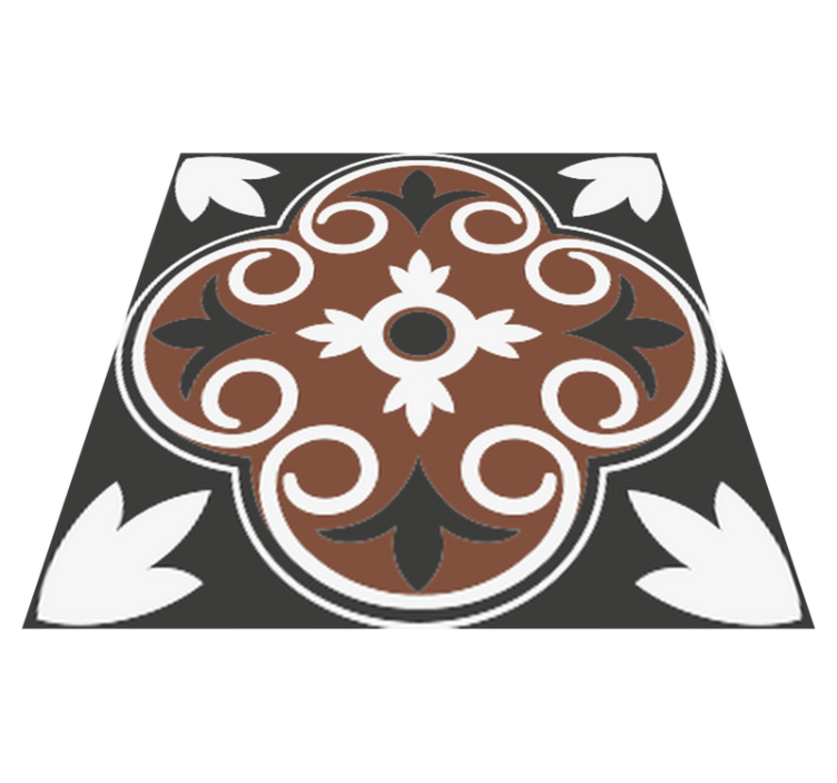 Kitchen vinyl rug in gray and brown vintage design - TenStickers