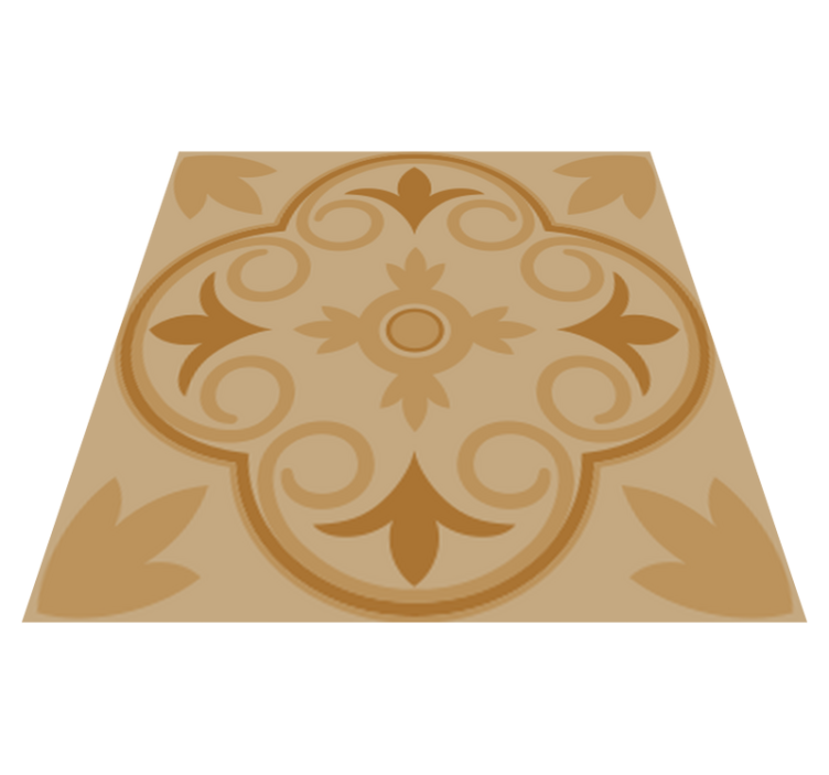 Kitchen vinyl rug in beige vintage floral pattern - TenStickers