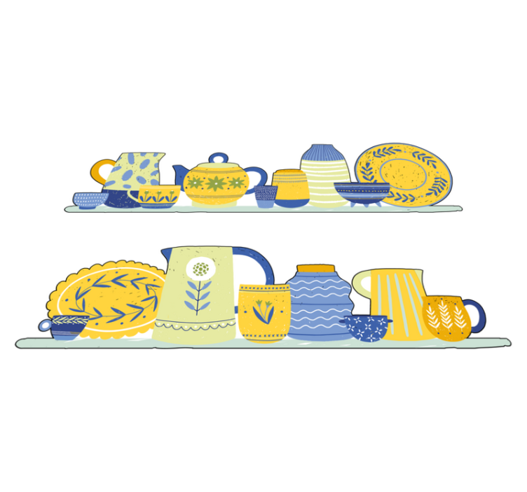 Kitchen vinyl rug vintage elegant shelf design - TenStickers