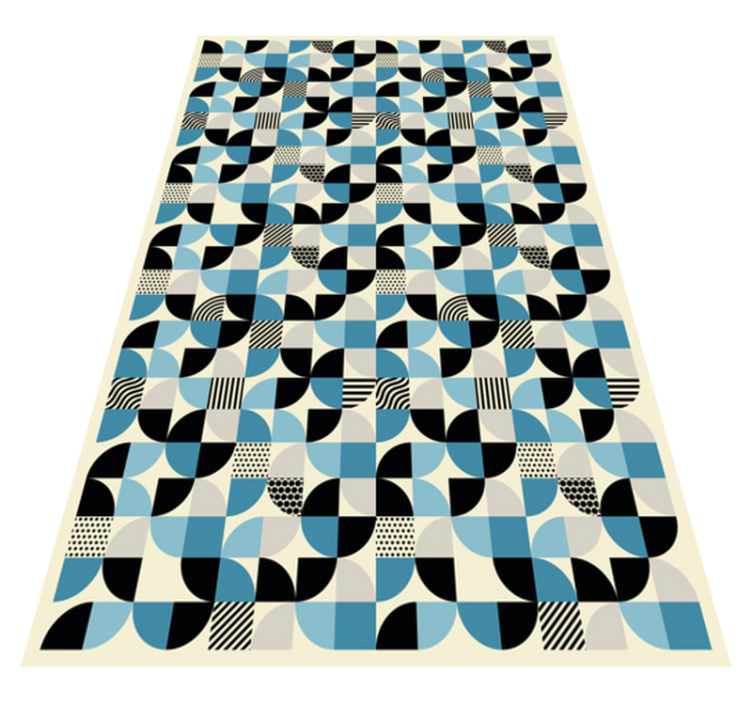 Kitchen vinyl rug in retro blue bauhaus pattern - TenStickers