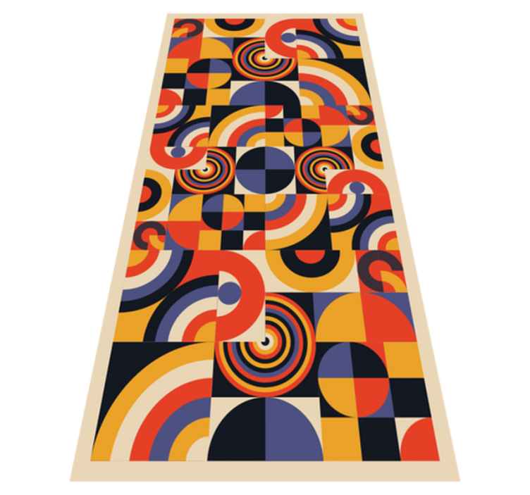 Kitchen vinyl rug in vibrant bauhaus circles - TenStickers