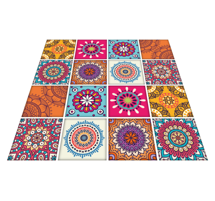 Kitchen vinyl rug mandala tile design - TenStickers