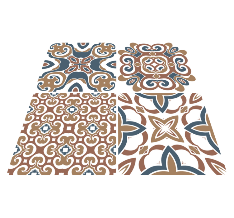 Kitchen vinyl rug in hydraulic tile design - TenStickers