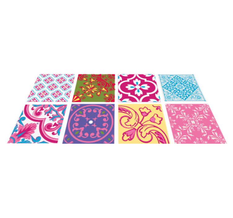 Kitchen vinyl rug in vibrant mediterranean tiles - TenStickers