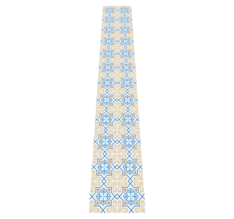 Kitchen vinyl rug with blue lines portuguese tile pattern - TenStickers