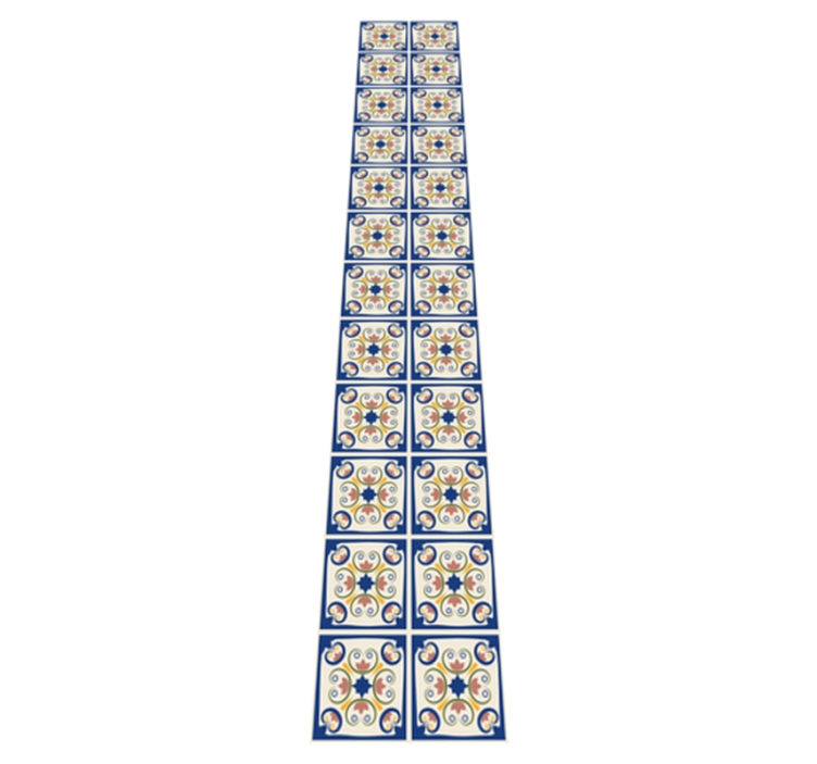 Kitchen vinyl rug in pink floral portuguese tile - TenStickers