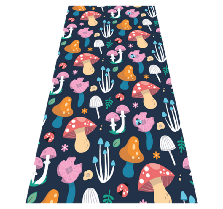 Mushroom and ladybugs pattern kitchen vinyl rug - TenStickers