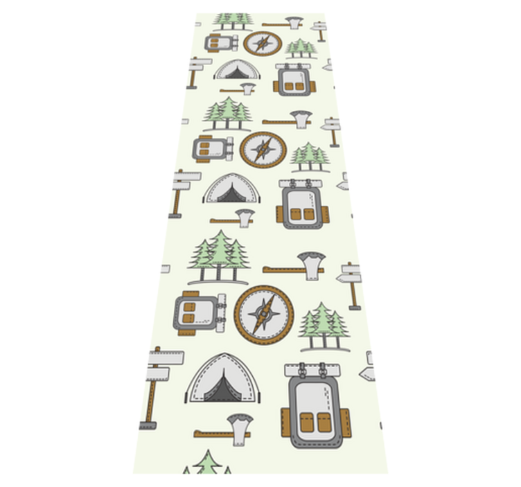 Bedroom vinyl rug camping gear set bowl hatchet compass - TenStickers