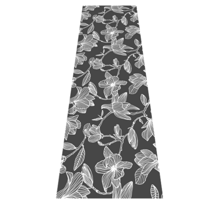 Bedroom vinyl rug with white and grey magnolia design - TenStickers