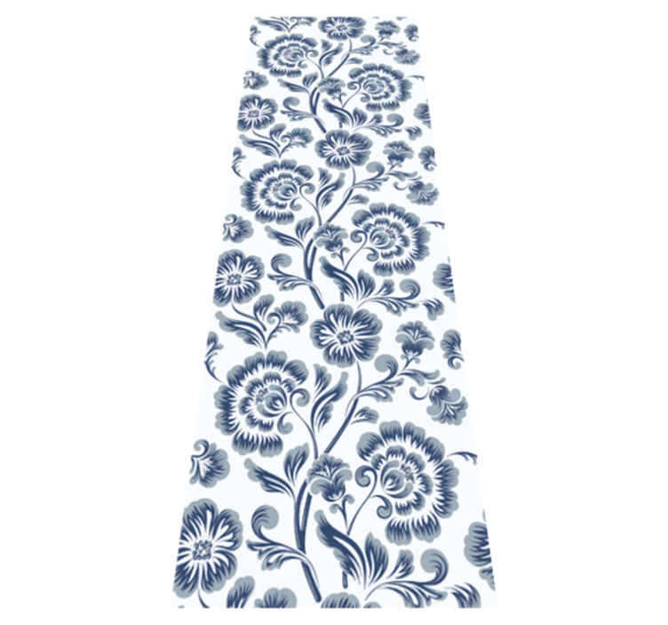 Bedroom vinyl rug in blue flowers grandmillennial pattern - TenStickers