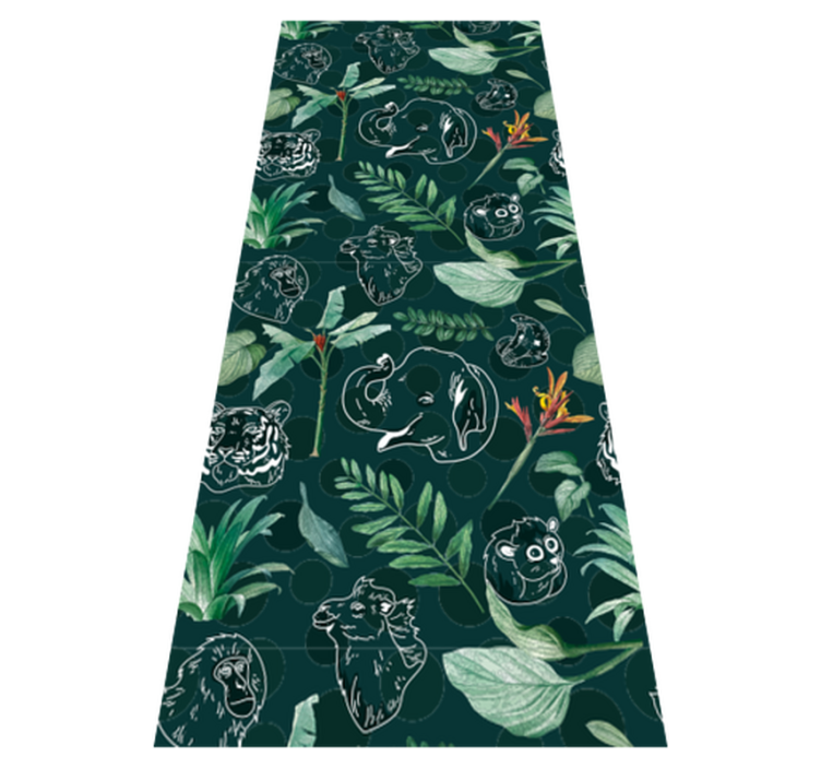 Colorful jungle animals and trees pattern bedroom vinyl rug - TenStickers