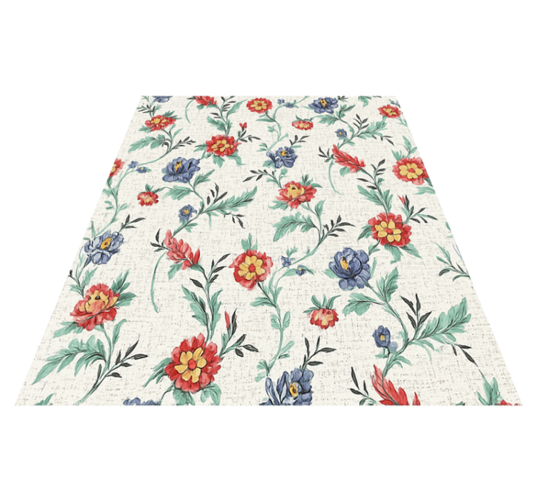 Bedroom vinyl rug retro floral design - TenStickers