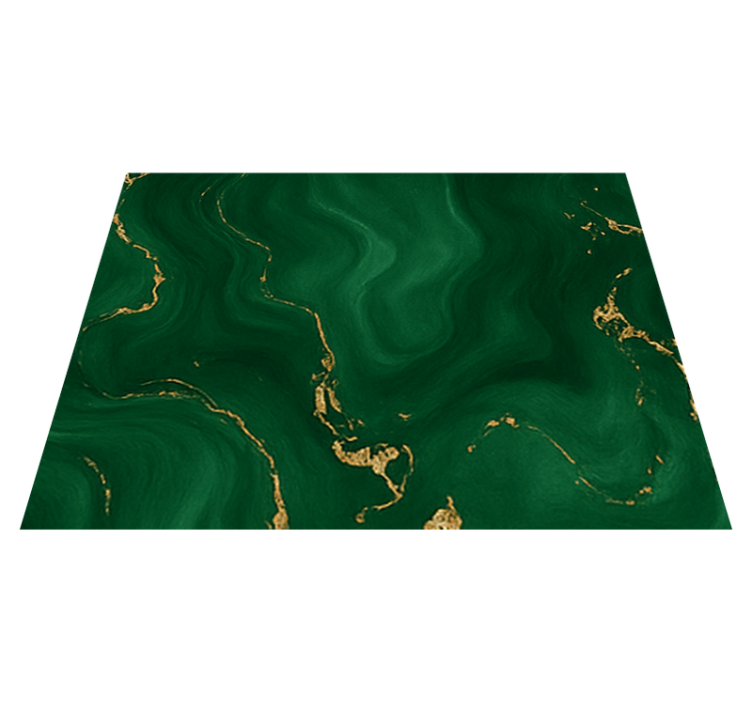 Emerald green with gold marble bedroom vinyl rug - TenStickers