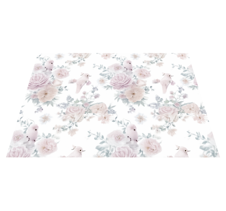 Grey elegant flower design bedroom vinyl rug - TenStickers