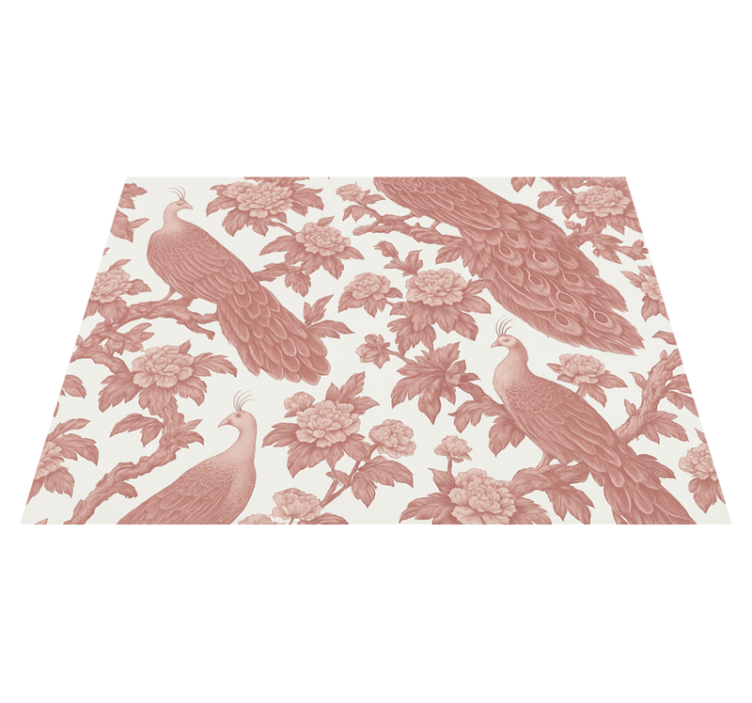 Bedroom vinyl rug with pink peacock pattern - TenStickers
