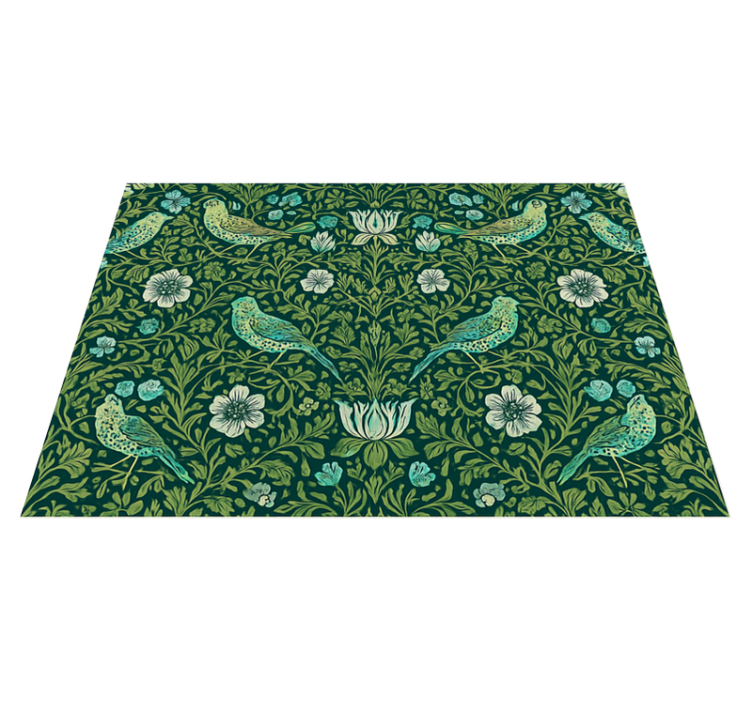 Bedroom vinyl rug ornamental floral and bird - TenStickers