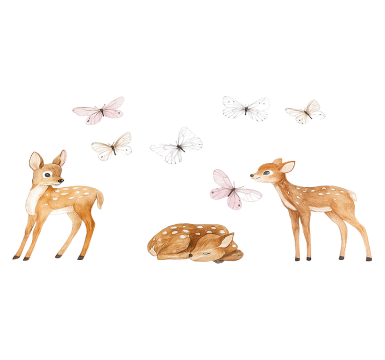 Bedroom vinyl rug with little deer and butterflies - TenStickers