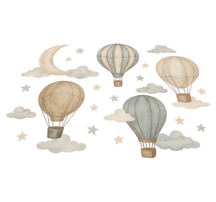 Bedroom vinyl rug starry balloons design - TenStickers