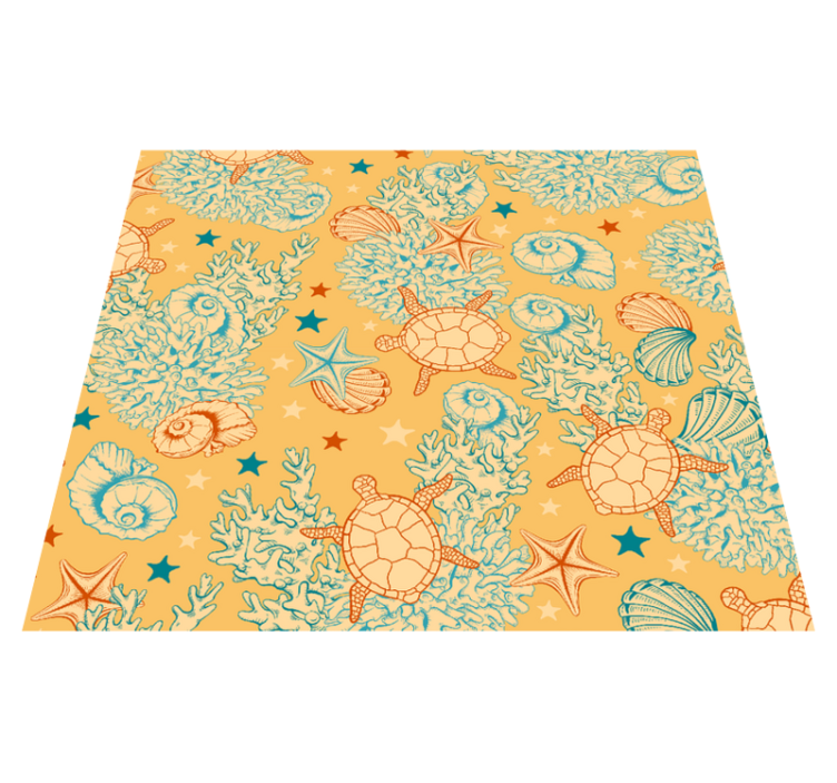 Bedroom vinyl rug undersea life soft colors - TenStickers