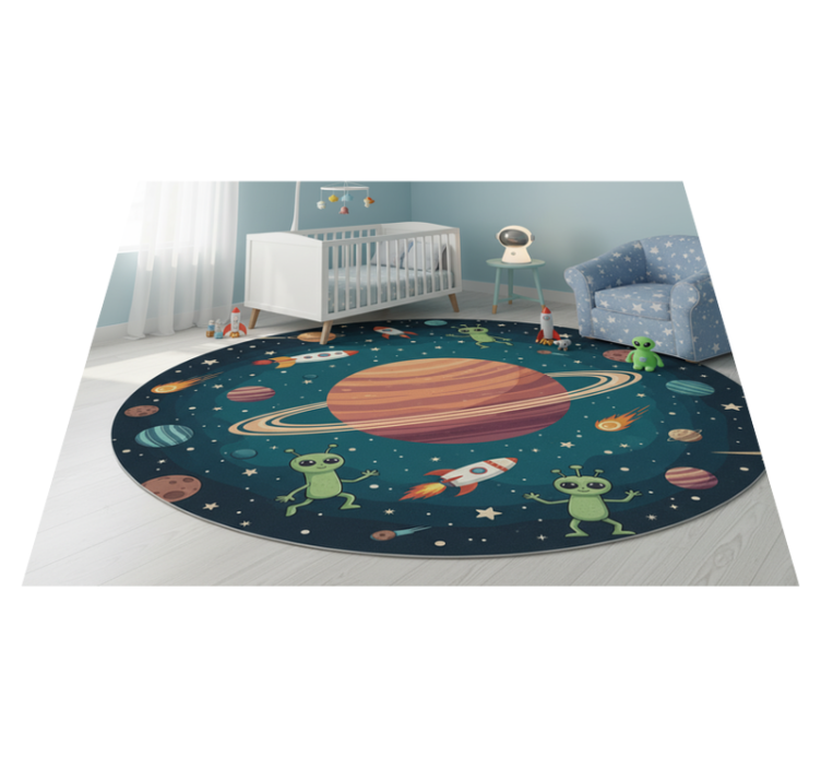 Bedroom vinyl rug with whimsical aliens design - TenStickers