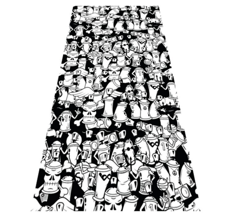 Bedroom vinyl rug featuring black and white graffiti - TenStickers