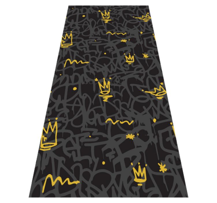 Bedroom vinyl rug with black and gold crown design - TenStickers