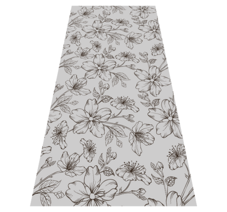 Bedroom vinyl rug with black flowers on gray - TenStickers
