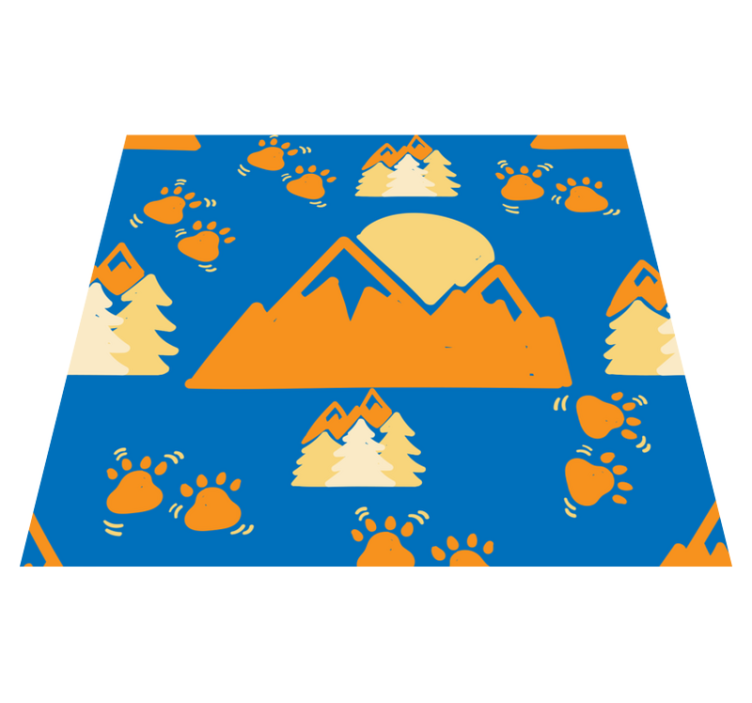 Bedroom vinyl rug footprints on dark blue mountain - TenStickers