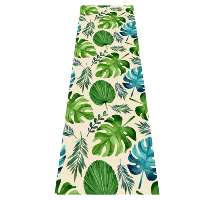 Bedroom vinyl rug with tropical green leaf pattern - TenStickers