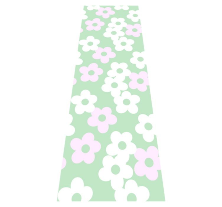Green with white and pink flowers bedroom vinyl rug - TenStickers