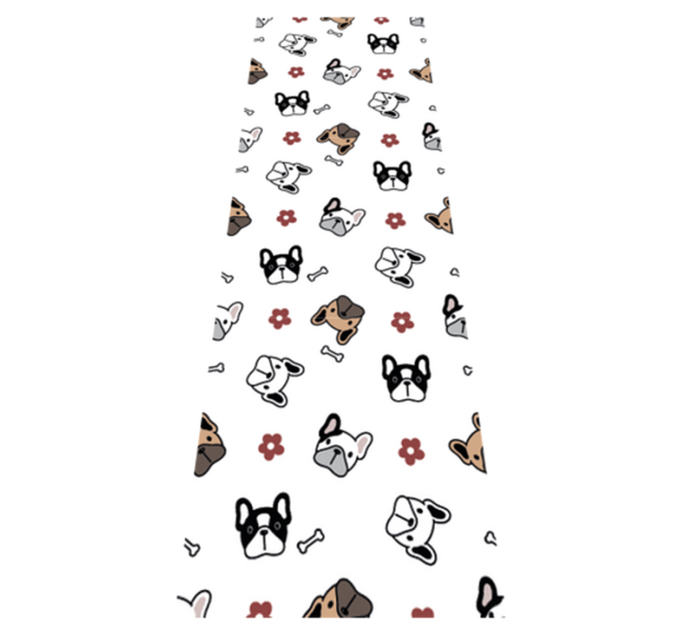 Bedroom vinyl rug with flowers and french bulldogs - TenStickers