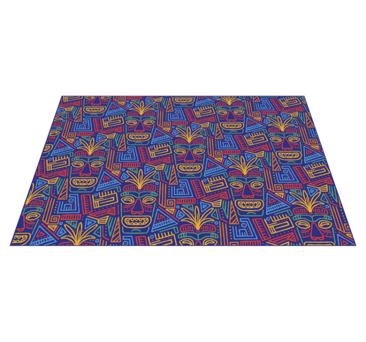 Colorful tribal masks vinyl rug - TenStickers